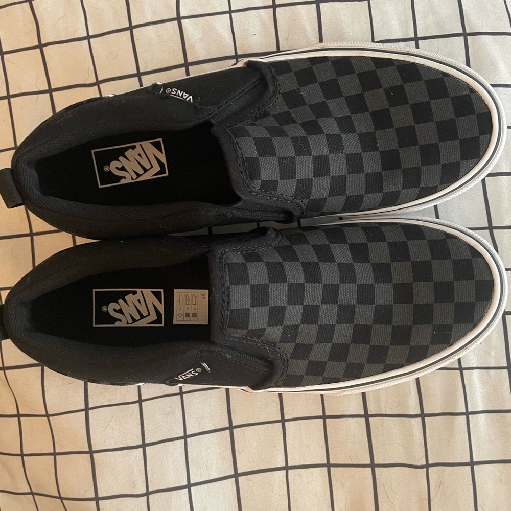 Vans Black Checkered Slip-On Shoes for boys